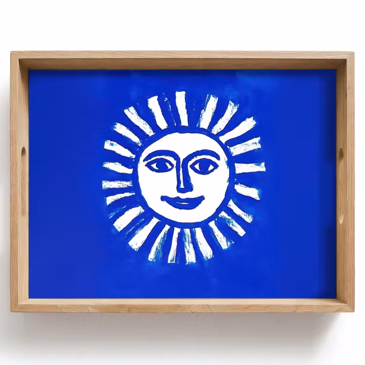 Tablett - Sonne - Gesicht - Bürstentextur - Blau — 1