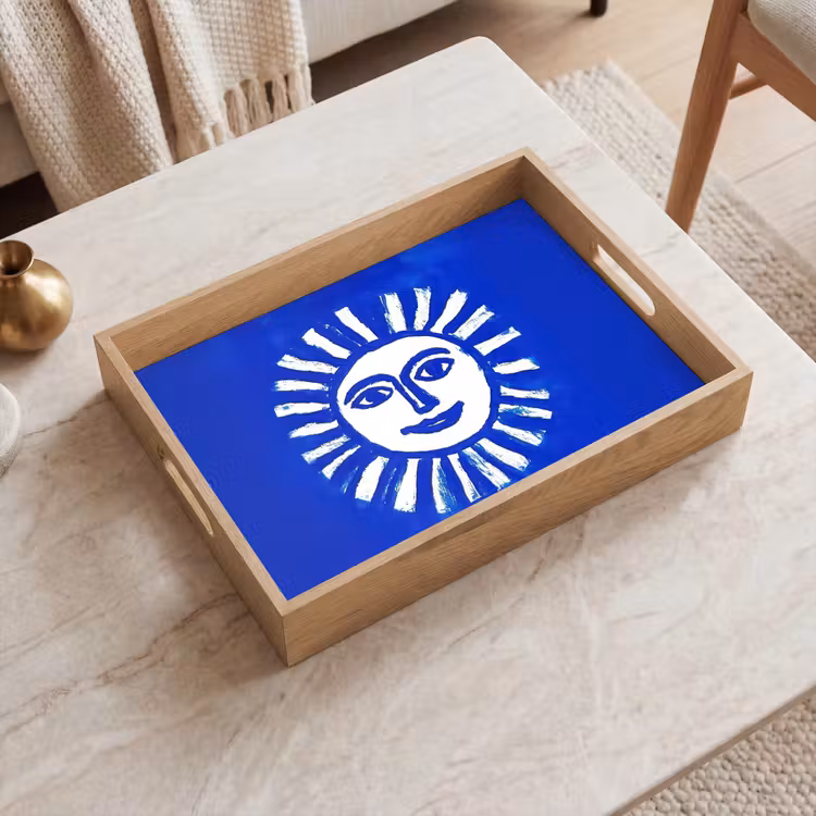Tablett - Sonne - Gesicht - Bürstentextur - Blau — 2