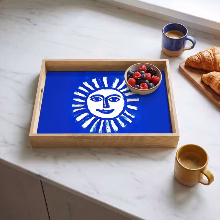 Tablett - Sonne - Gesicht - Bürstentextur - Blau — 3