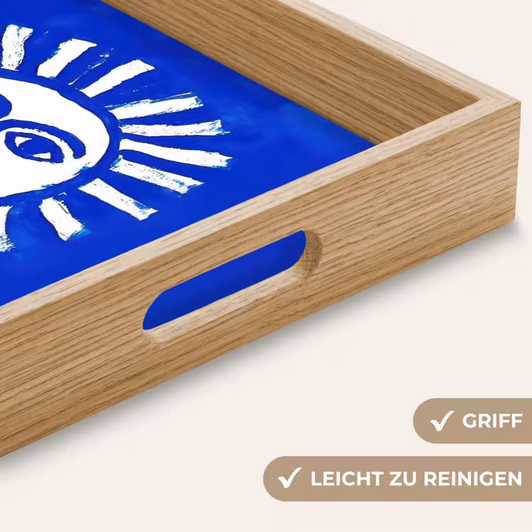 Tablett - Sonne - Gesicht - Bürstentextur - Blau — 8