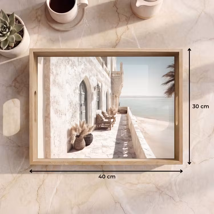 Tablett - Terrasse - Stühle - Strand - Beige — 7