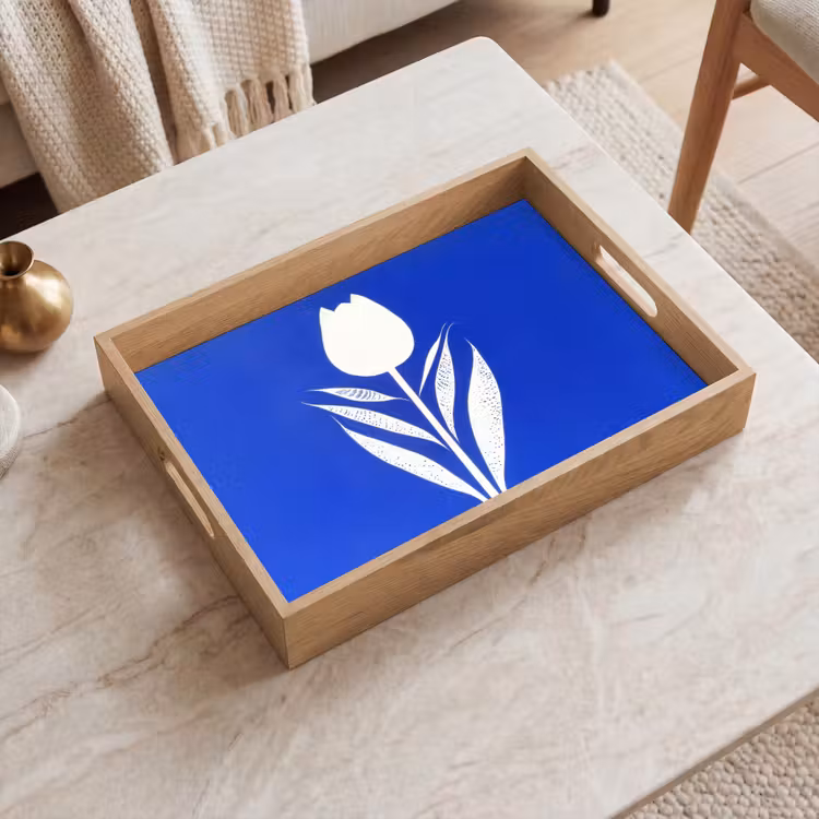 Tablett - Tulpe - Minimalistisch - Blätter - Weiß — 2