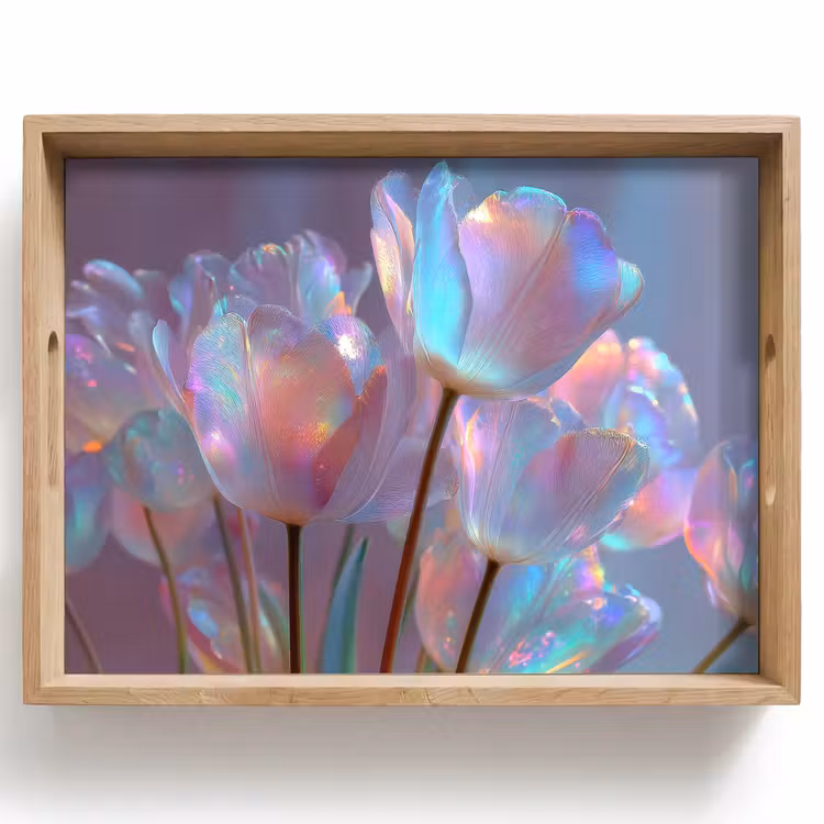 Tablett - Tulpen - Gläser - Blütenblätter - Pastelltöne — 1