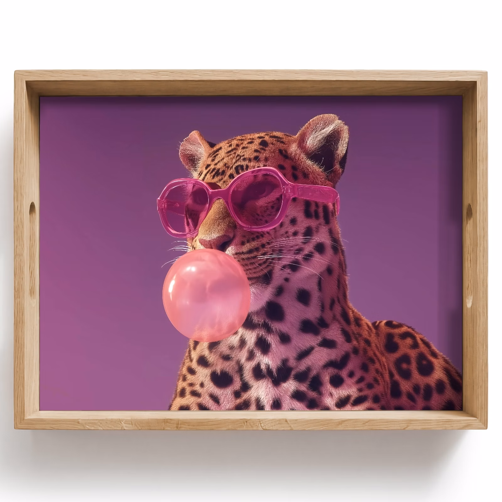 Tablett - Panther - Sonnenbrille - Kaugummiblase - Rosa — 1