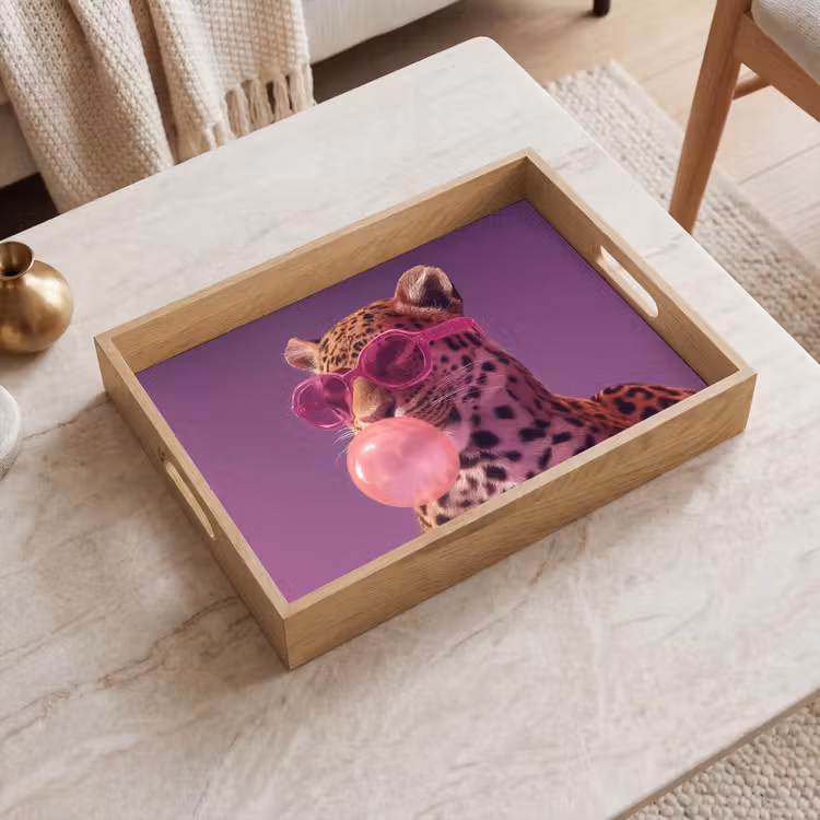 Tablett - Panther - Sonnenbrille - Kaugummiblase - Rosa — 2