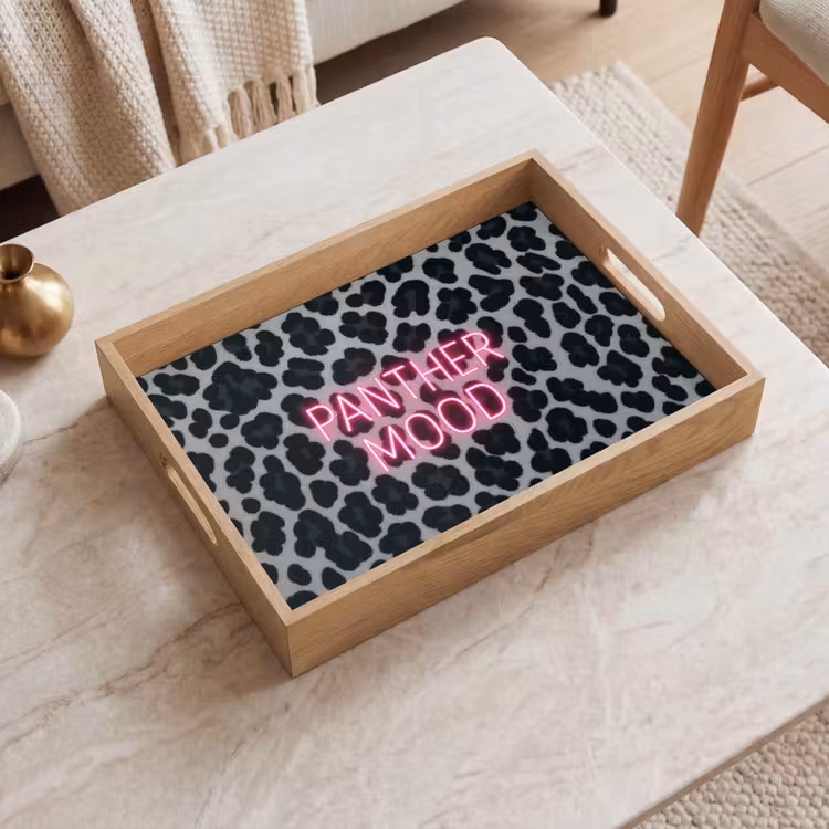 Tablett - Pantherdruck - Schwarz - Neonschrift - Rosa — 2