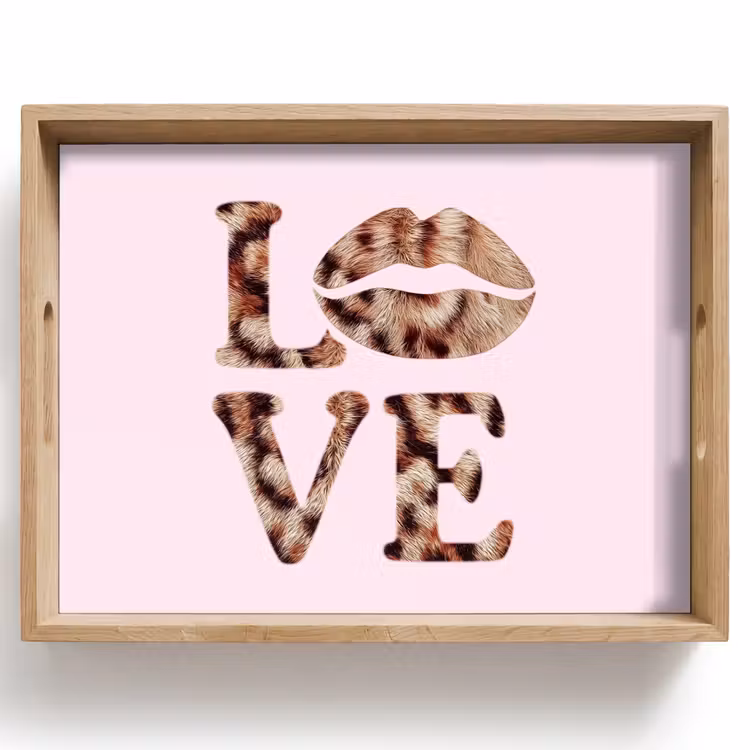 Tablett - Text - Liebe - Panthermantel - Hellrosa — 1