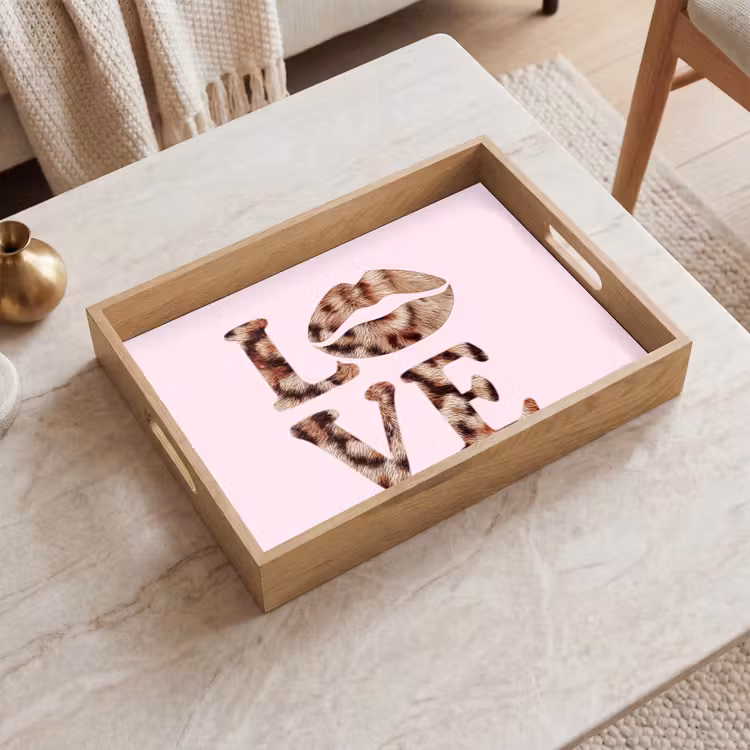Tablett - Text - Liebe - Panthermantel - Hellrosa — 2
