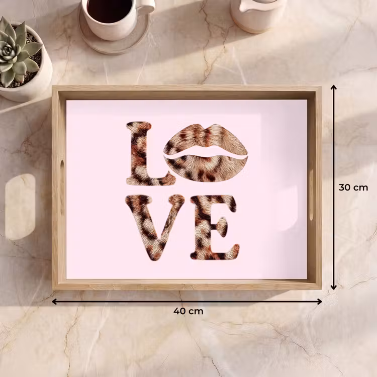 Tablett - Text - Liebe - Panthermantel - Hellrosa — 7