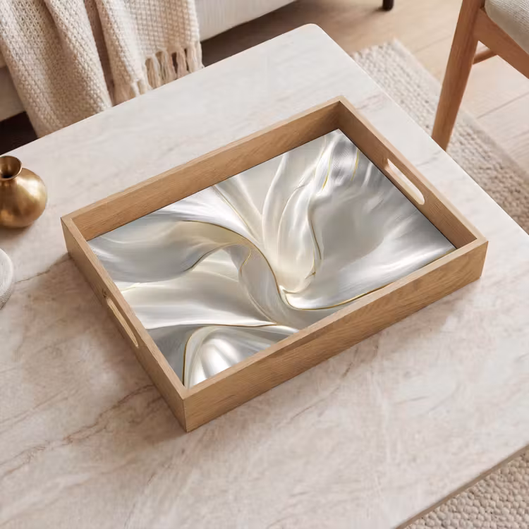 Tablett - Stoff - Plissee - Gold — 2