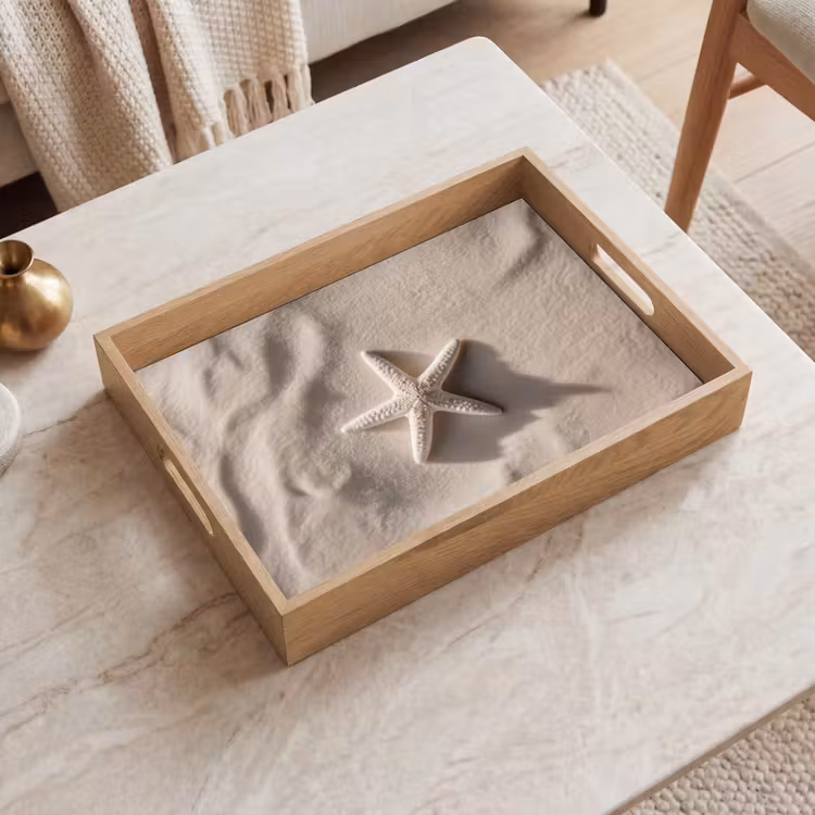 Tablett - Strand - Seestern - Sand - Beige — 2