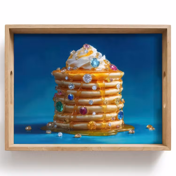 Tablett - Pfannkuchen - Kieselsteine - Glitzer - Schlagsahne — 1
