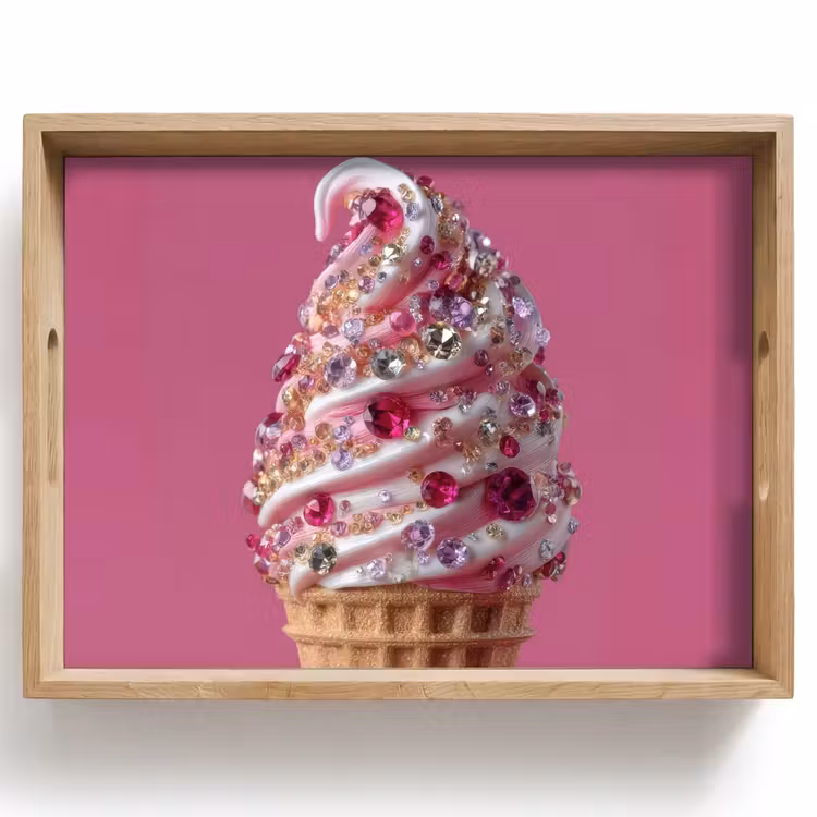 Tablett - Softeis - Edelsteine - Rosa - Waffel — 1