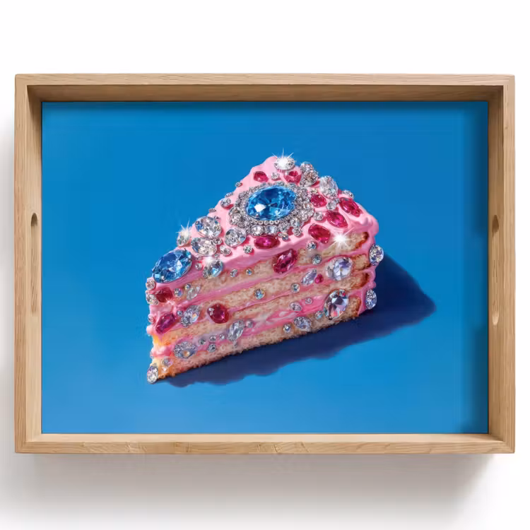 Tablett - Torte - Edelsteine - Glitzer - Rosa — 1