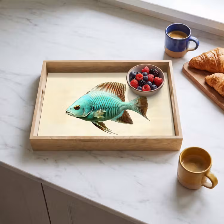 Tablett - Schuppen - Fisch - Minze - Minimalistisch — 3