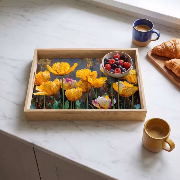 Tablett - Tulpen - Gelb - Pinselstriche - Abstrakt — 3