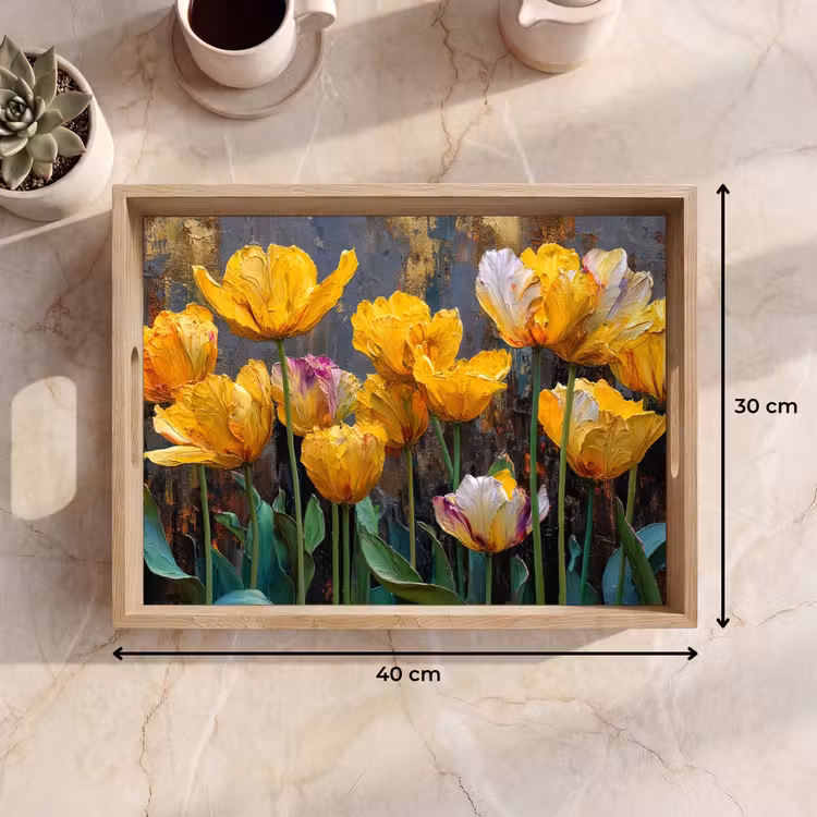Tablett - Tulpen - Gelb - Pinselstriche - Abstrakt — 7