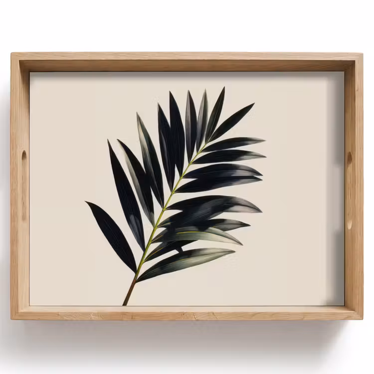Tablett - Palmenblatt - Dezent - Grün - Beige — 1