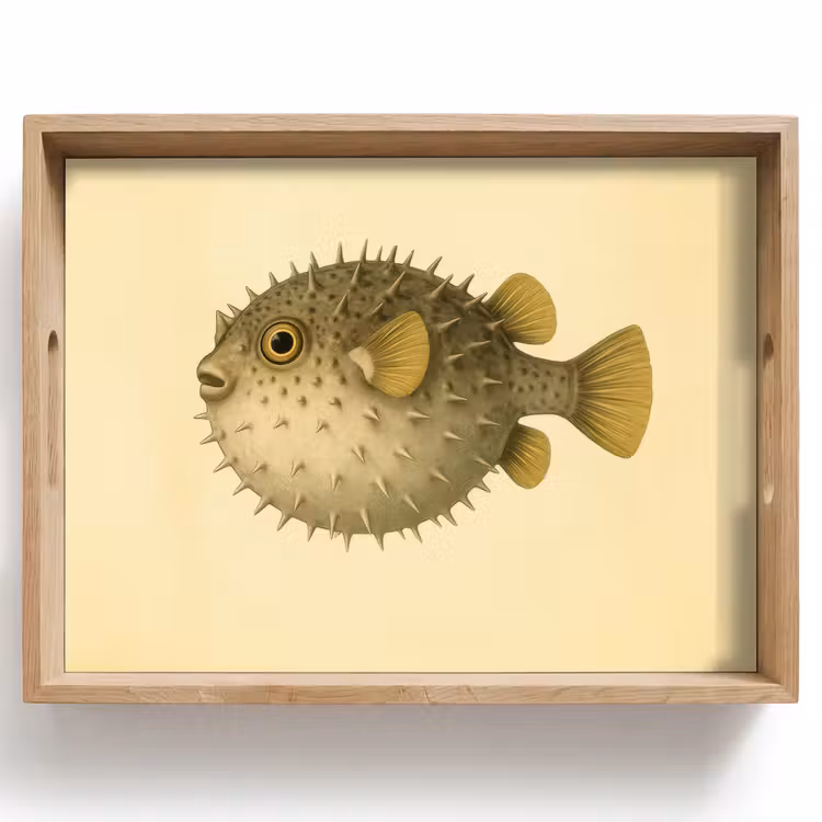 Tablett - Stacheln - Fisch - Aufgeblasen - Braun — 1