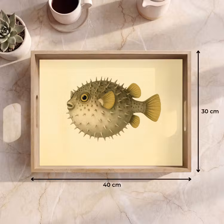 Tablett - Stacheln - Fisch - Aufgeblasen - Braun — 7