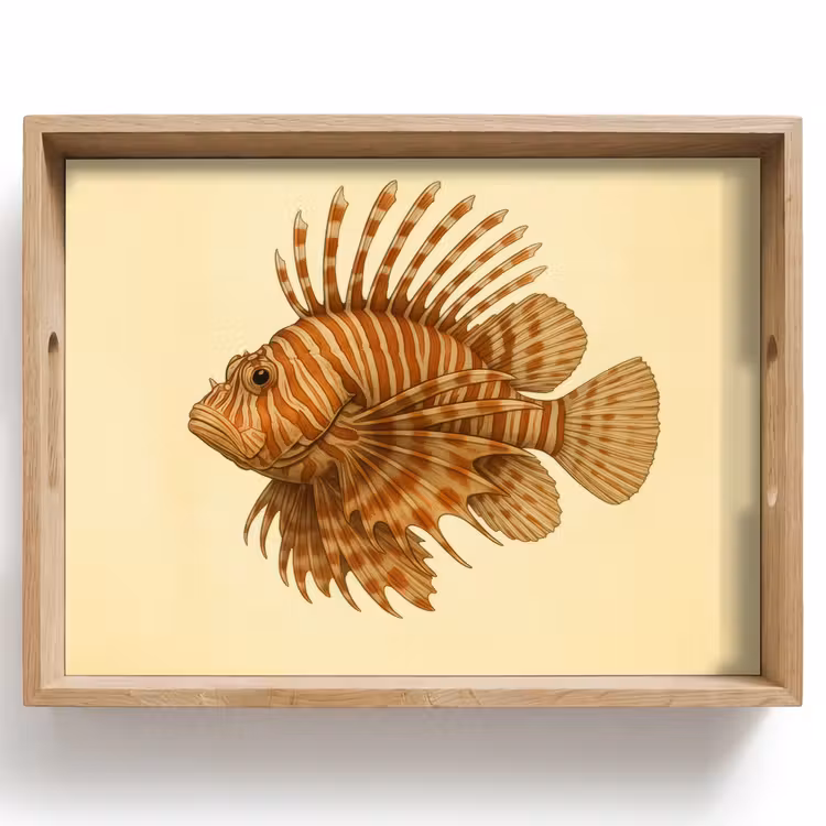 Tablett - Streifen - Fisch - Rund - Stacheln — 1