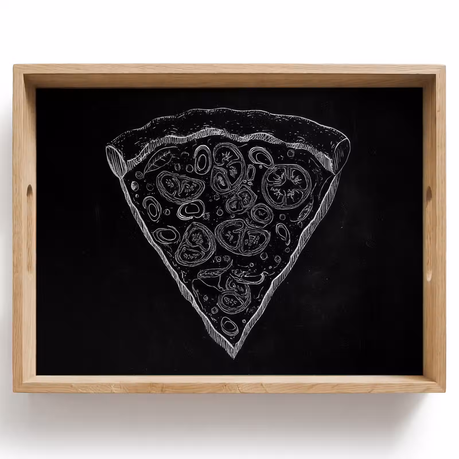Tablett - Pizzatipp - Belag - Kreidezeichnung — 1