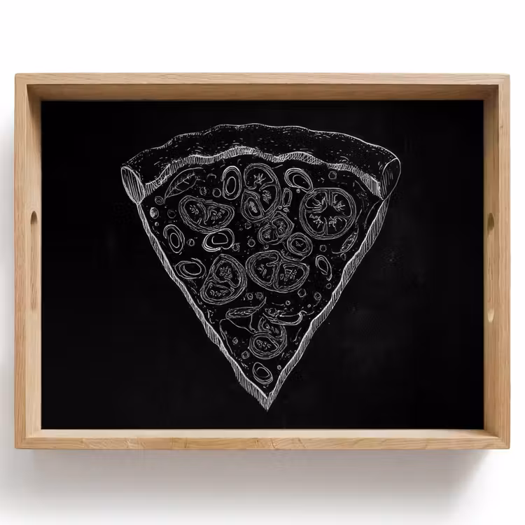 Tablett - Pizzatipp - Belag - Kreidezeichnung — 1