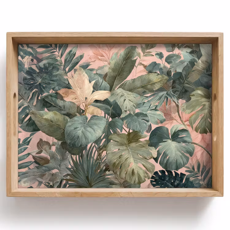 Tablett - Zusammensetzung der Blätter - Grün - Rosa — 1