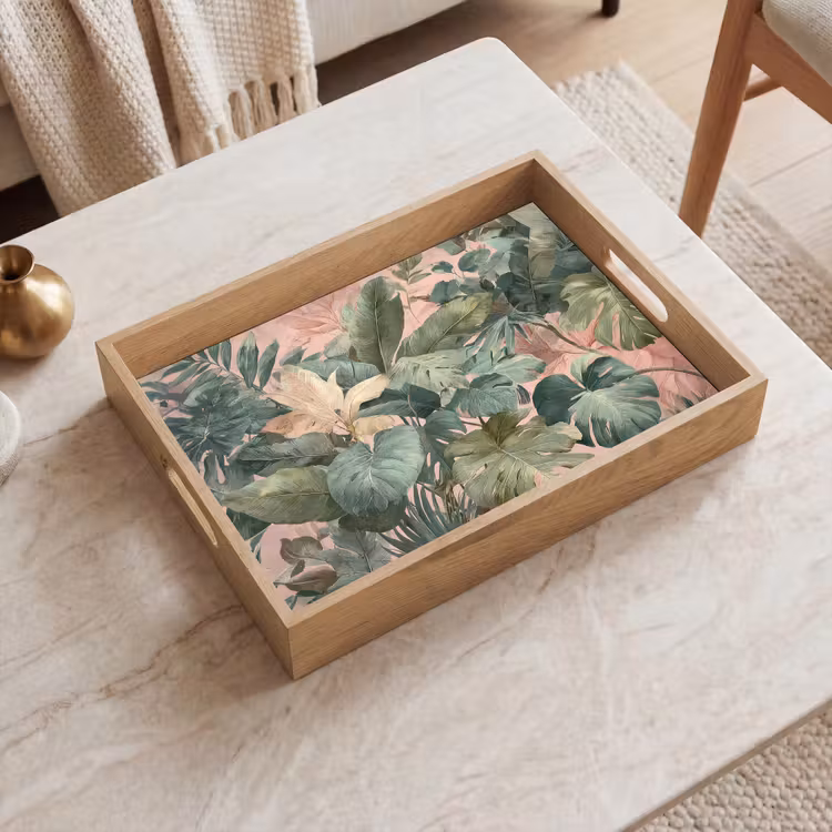 Tablett - Zusammensetzung der Blätter - Grün - Rosa — 2