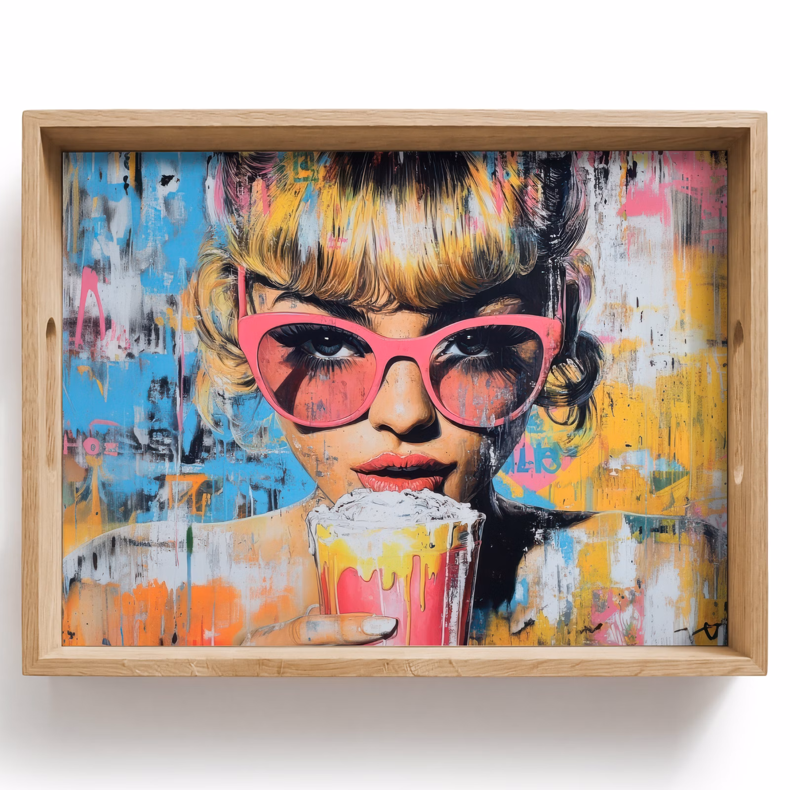 Tablett - Sonnenbrille - Frau - Bunt - Farbspritzer — 1