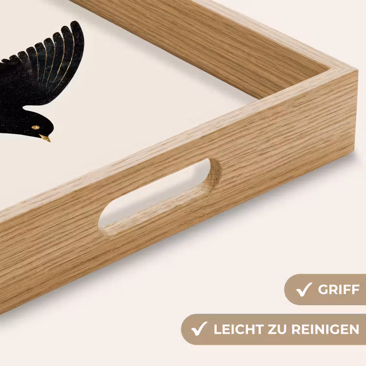 Tablett - Schwarze Schwalbe - Goldfarbene Akzente - Heller Hintergrund — 8