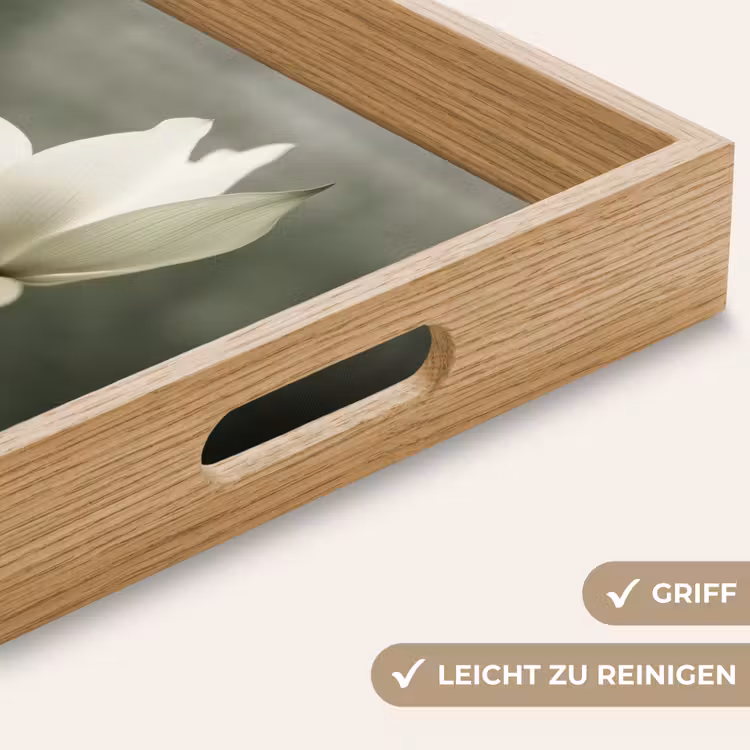 Tablett - Weiß - Lotus - Dunkel - Blume — 8