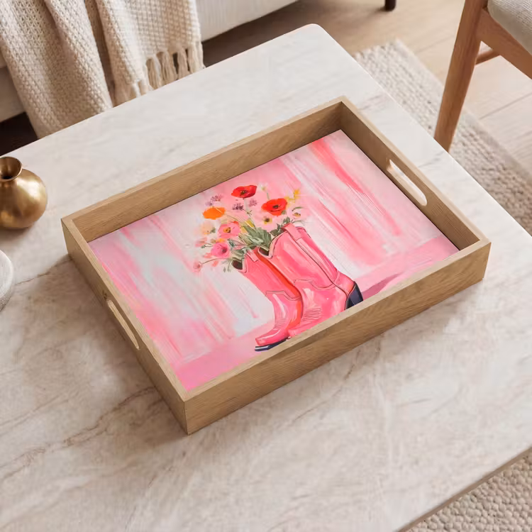Tablett - Rosa - Blumen - Cowboy — 2