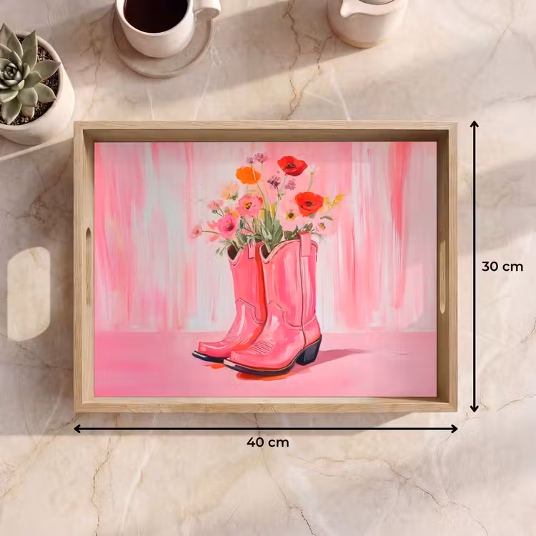Tablett - Rosa - Blumen - Cowboy — 7
