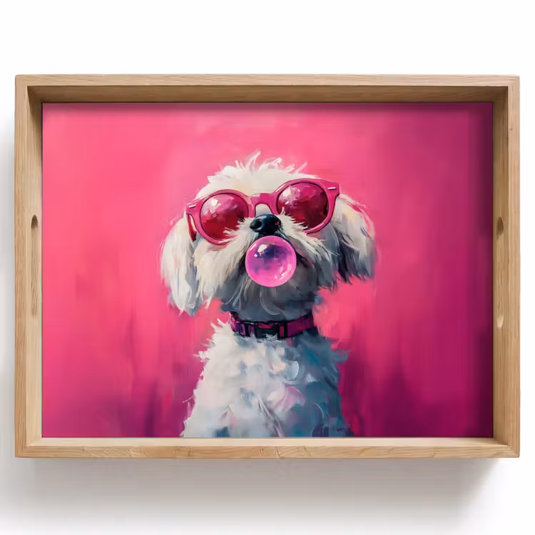 Tablett - Rosa - Hund - Blase — 1