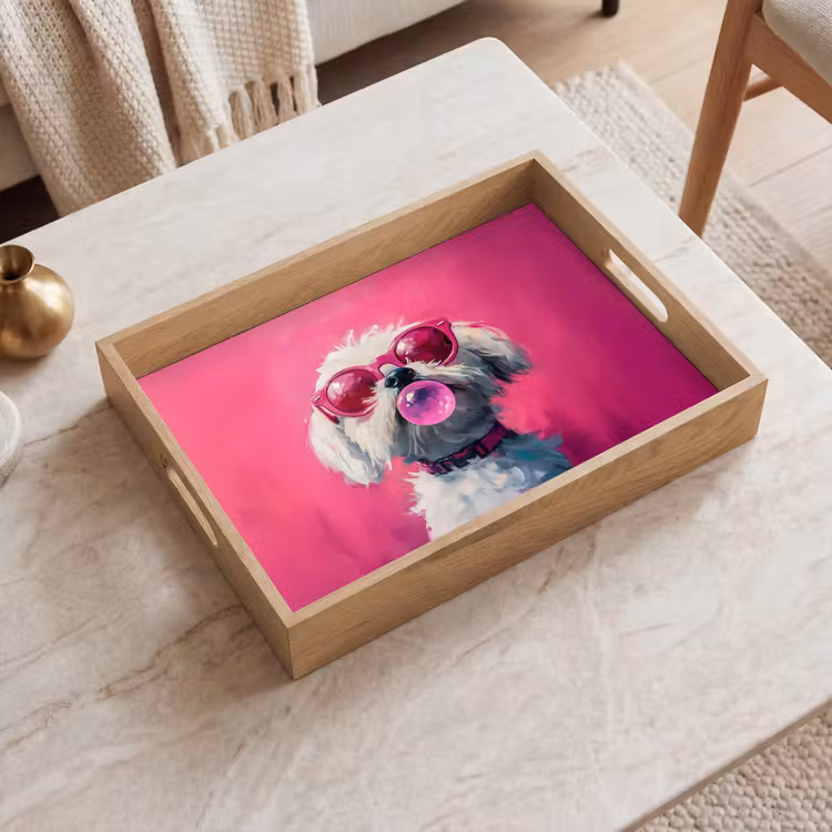 Tablett - Rosa - Hund - Blase — 2