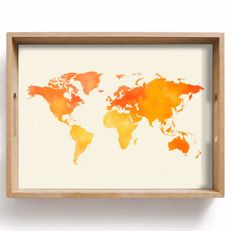 Tablett - Weltkarte - Orange - Farbenfroh — 1