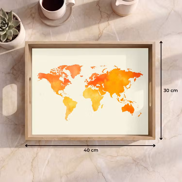 Tablett - Weltkarte - Orange - Farbenfroh — 7