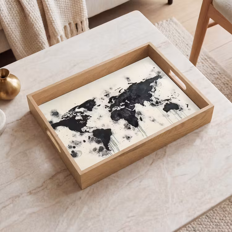Tablett - Weltkarte - Schwarz - Tinte — 2