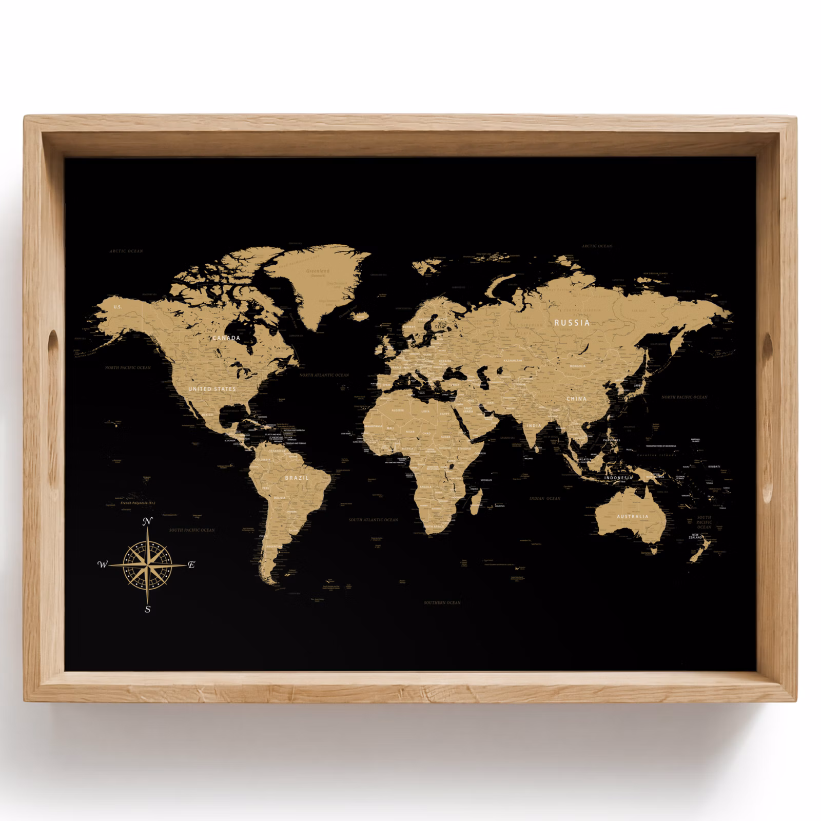 Tablett - Weltkarte - Beige - Schwarz — 1