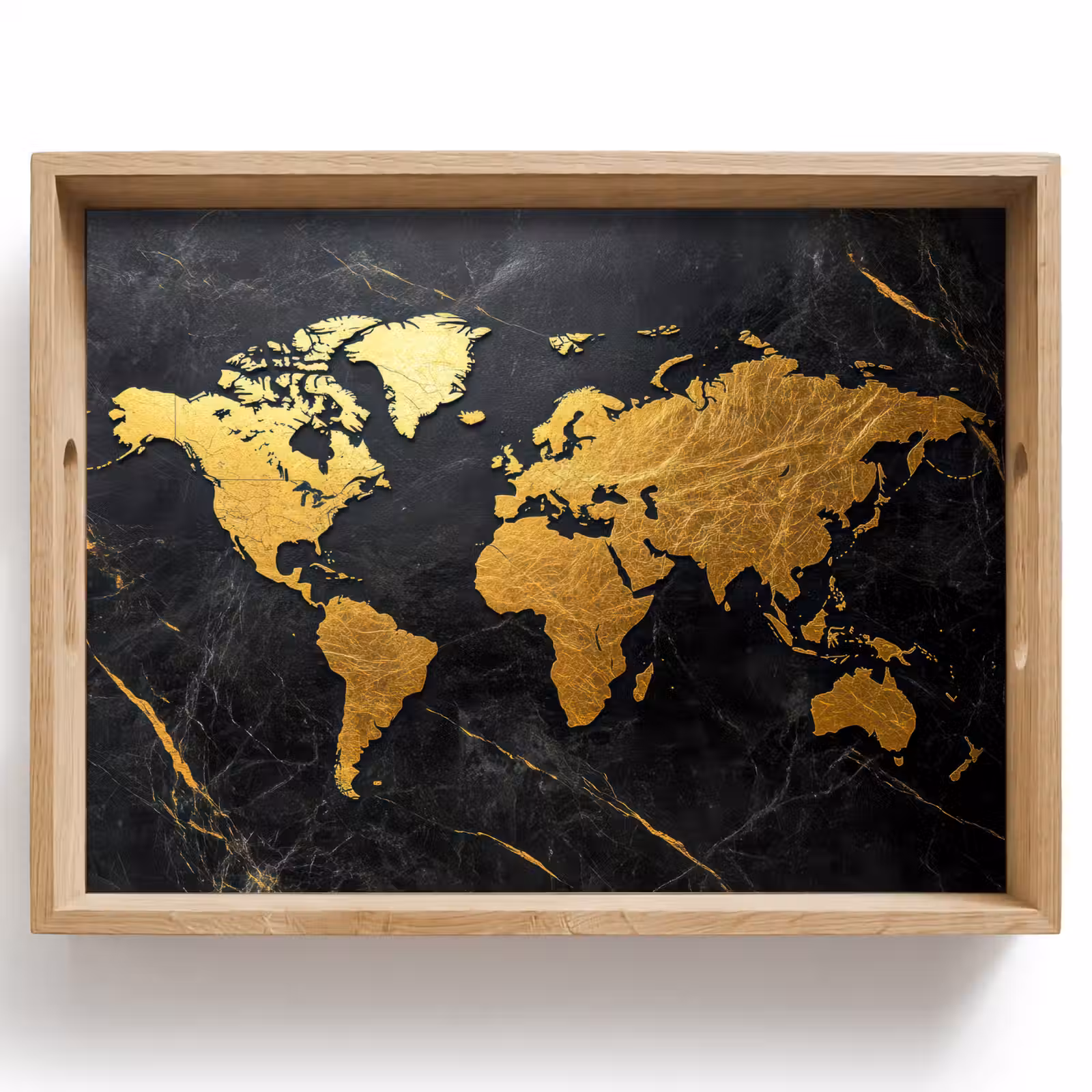 Tablett - Weltkarte - Gold - Marmor — 1