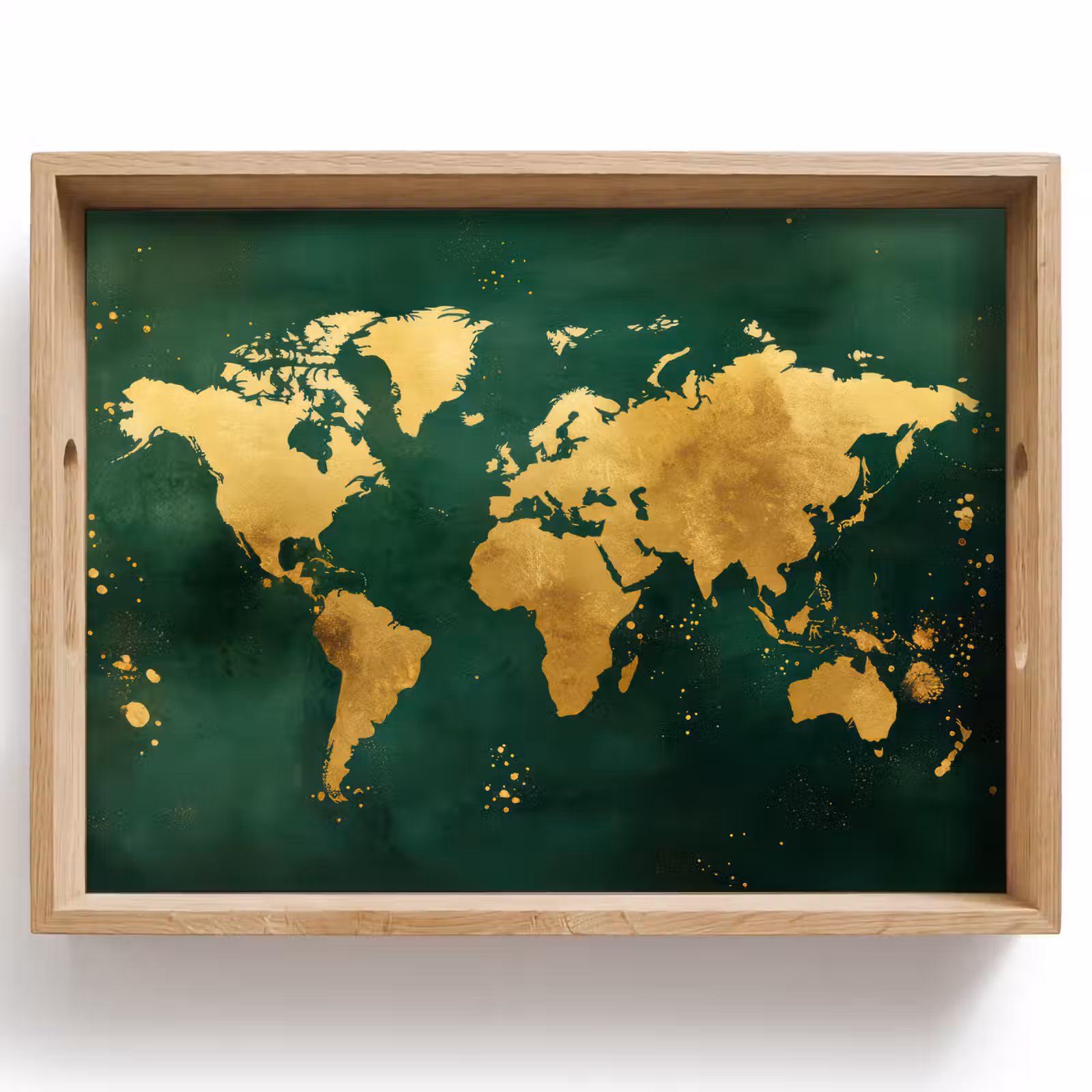 Tablett - Weltkarte - Grün - Gold — 1