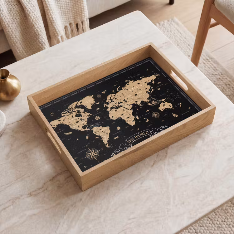 Tablett - Weltkarte - Beige - Schwarz — 2