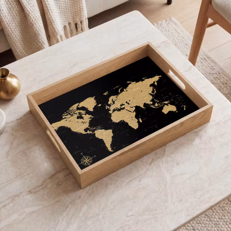 Tablett - Weltkarte - Beige - Schwarz — 2