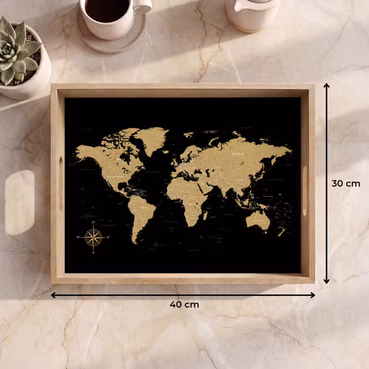 Tablett - Weltkarte - Beige - Schwarz — 7