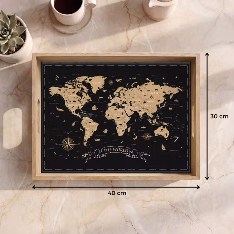 Tablett - Weltkarte - Beige - Schwarz — 7