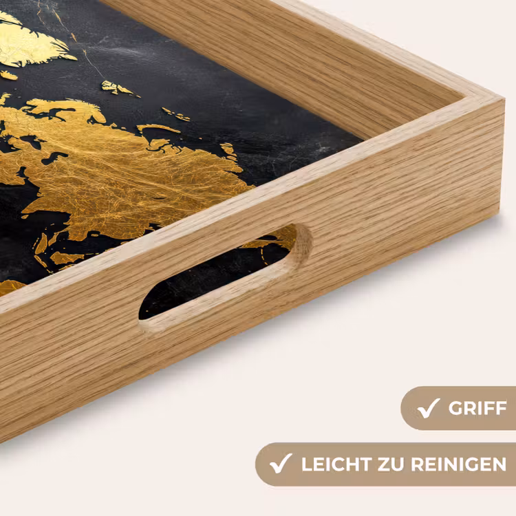 Tablett - Weltkarte - Gold - Marmor — 8