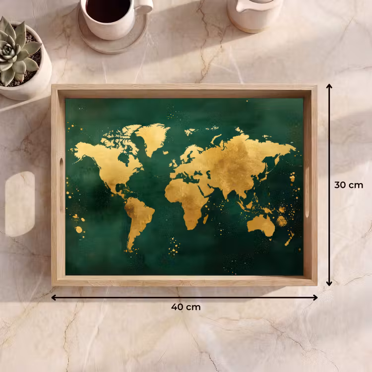 Tablett - Weltkarte - Grün - Gold — 7