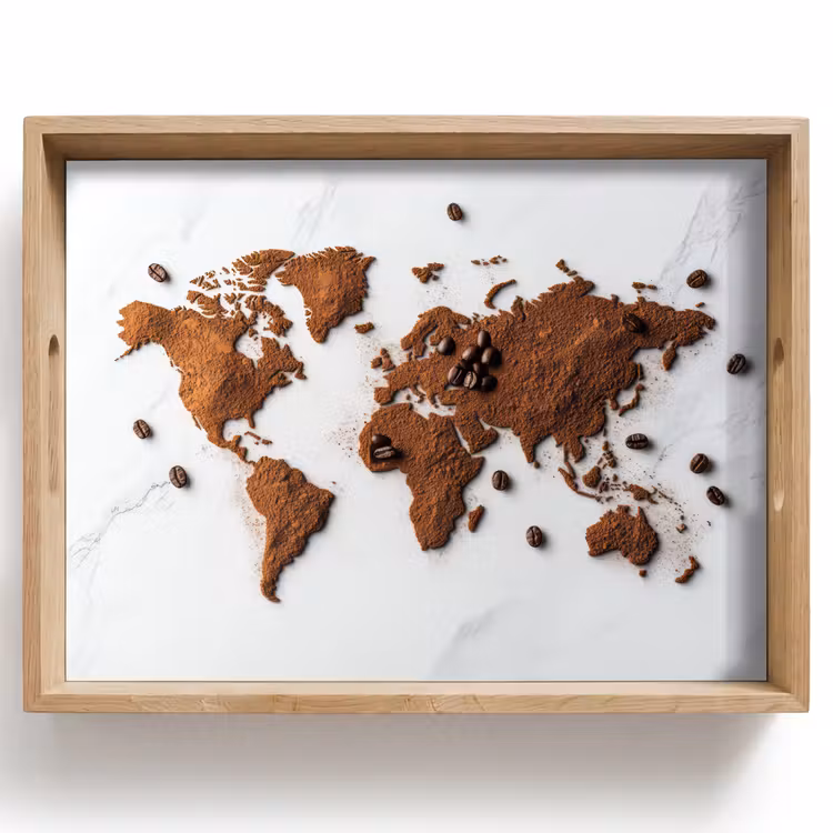Tablett - Weltkarte - Kaffee - Marmor — 1