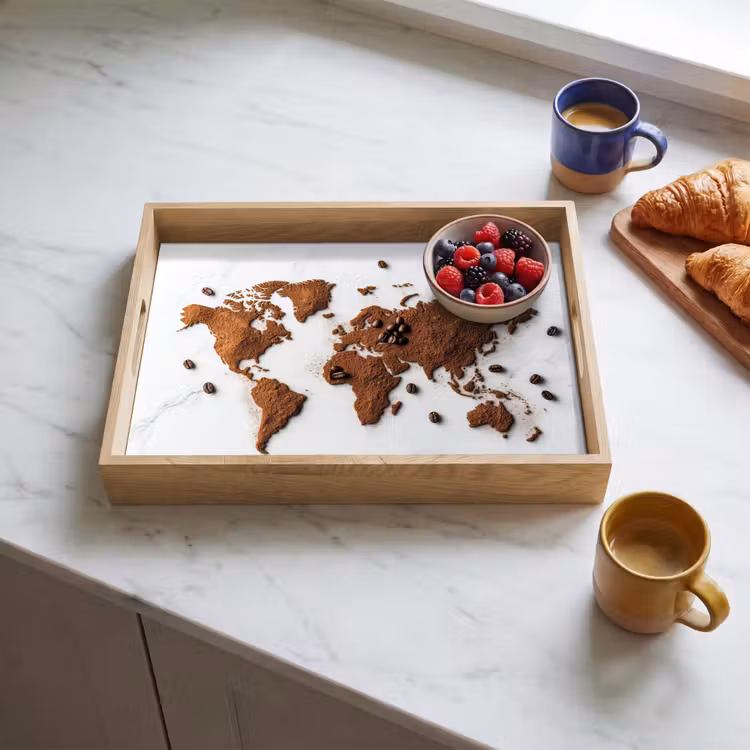 Tablett - Weltkarte - Kaffee - Marmor — 3